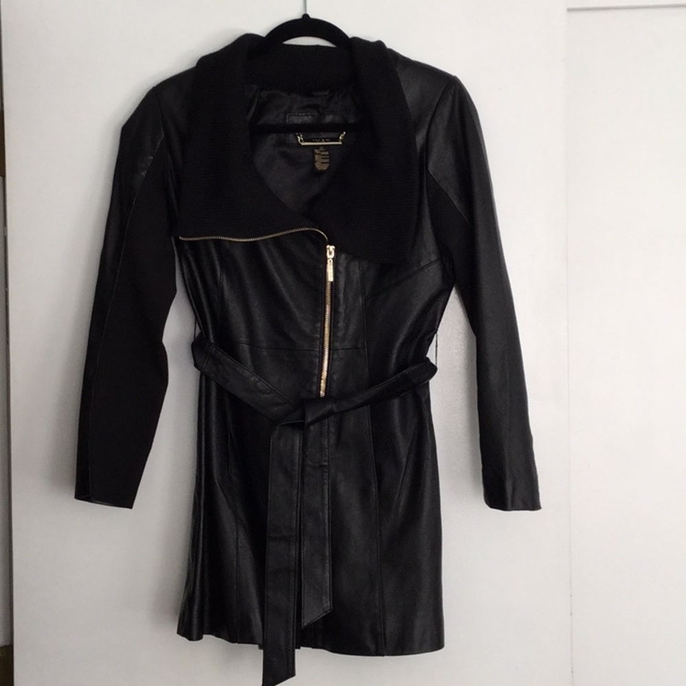 Iman Black Leather Platinum Forever Jacket XS